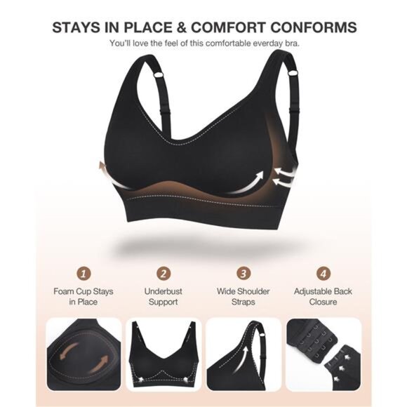 NWT Women's Beige Wireless Bralette Multiple Sizes - Picture 5 of 9